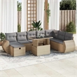 vidaXL 9 Piece Poly Rattan Sofa Set in Beige