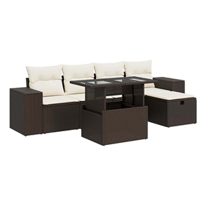 vidaXL Poly Rattan Sofa Set in Gray/Brown