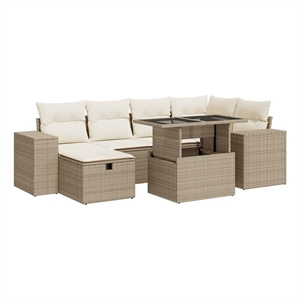 vidaXL 8 Piece Poly Rattan Sofa Set in Beige