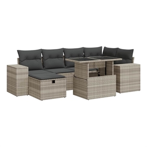 vidaXL 8 Piece Poly Rattan Standard Sofa Set in Gray