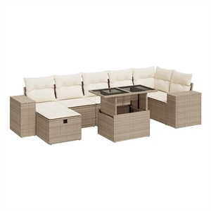 vidaXL 5 Piece Poly Rattan Sofa Set in Beige