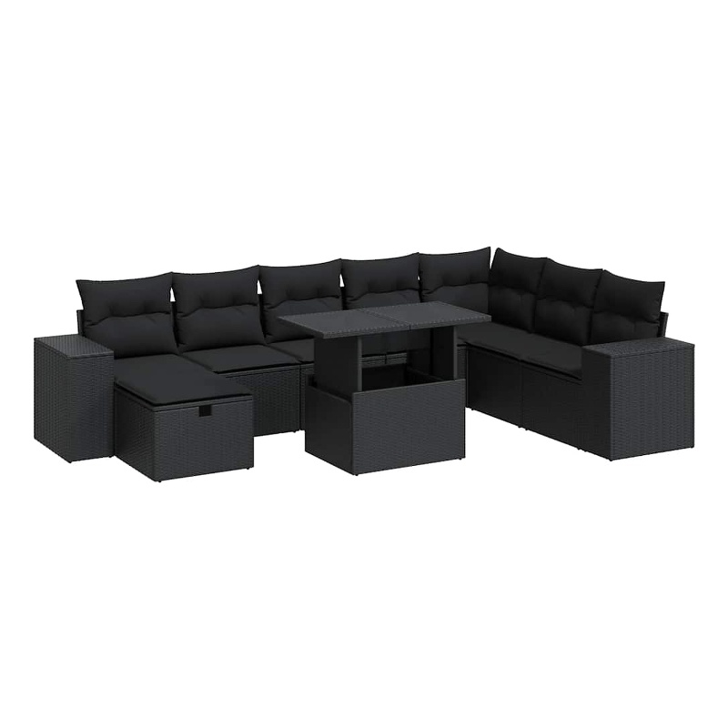 vidaXL 9 Piece Sofa Set in Black/Gray