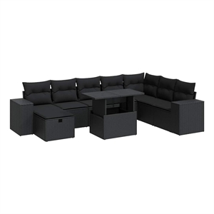 vidaXL 9 Piece Sofa Set in Black/Gray