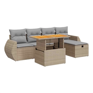 vidaXL 6 Piece Patio Sofa Set in Beige/Gray