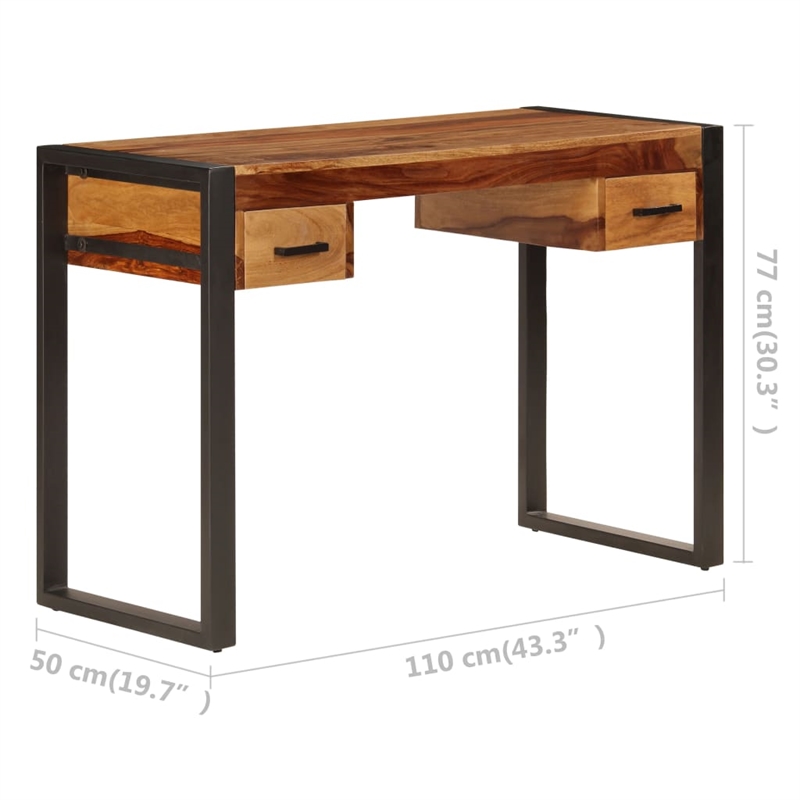 vidaXL Solid Acacia Wood Medium Desk in Brown