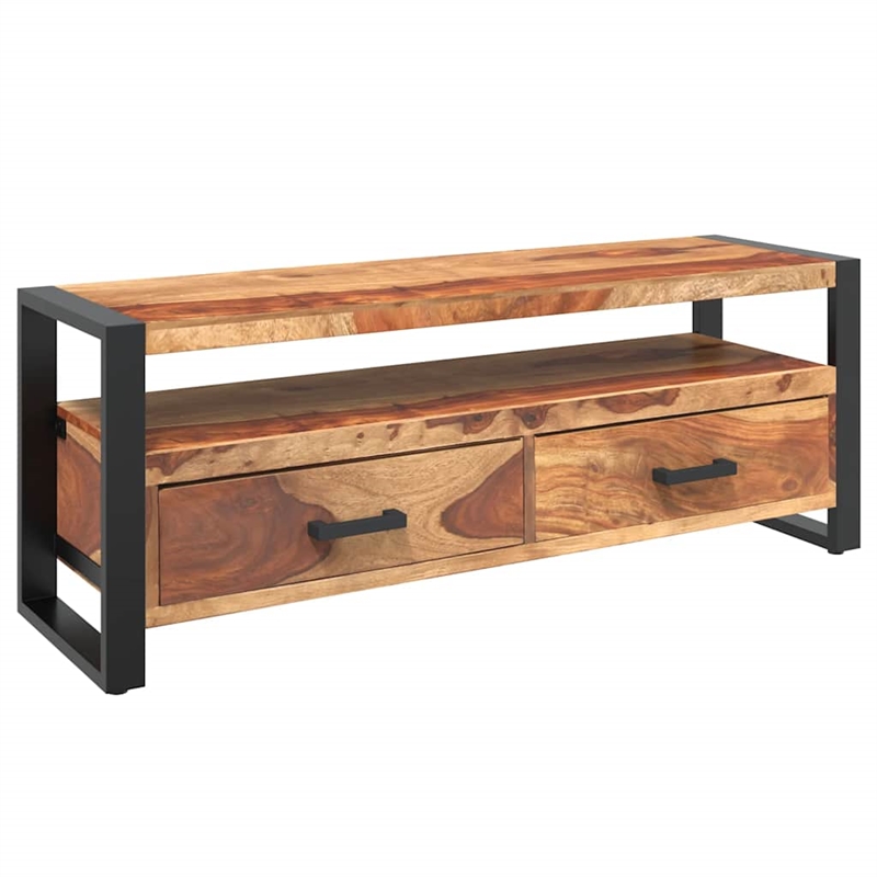 vidaXL Solid Acacia Wood TV Cabinet in Brown/Black