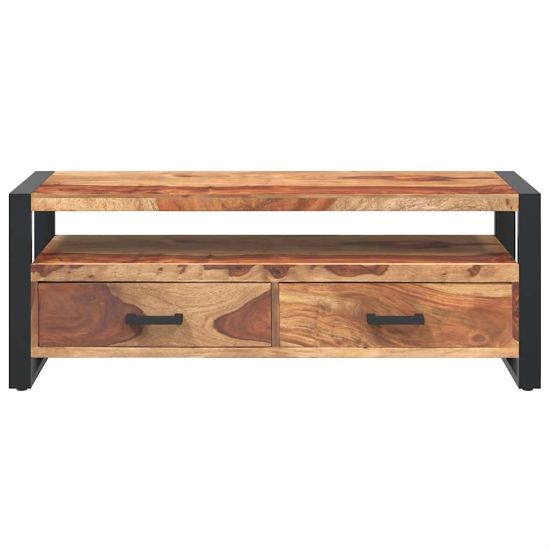 vidaXL Solid Acacia Wood TV Cabinet in Brown/Black