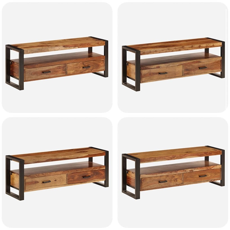 vidaXL Solid Acacia Wood TV Cabinet in Brown/Black