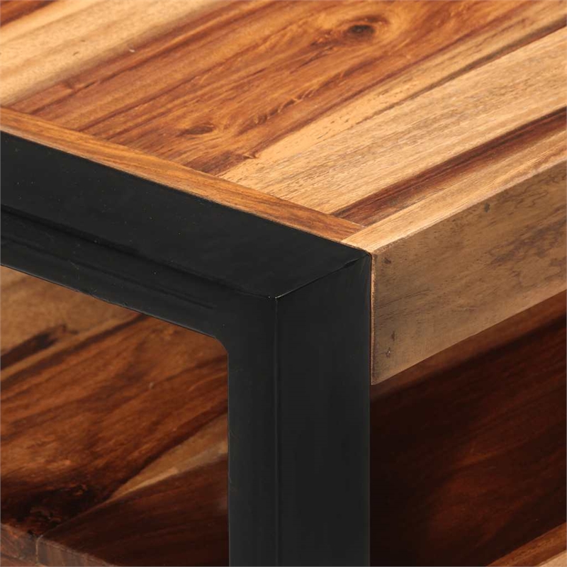 vidaXL Solid Acacia Wood TV Cabinet in Brown/Black