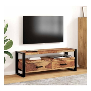 vidaXL Solid Acacia Wood TV Cabinet in Brown/Black