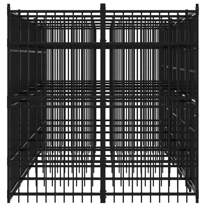 vidaXL Powder-Coated Steel Dog Kennel in Black