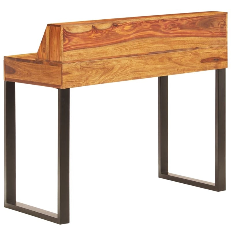 vidaXL Solid Acacia Wood and Powder Coated Steel Desk in Natural/Brown