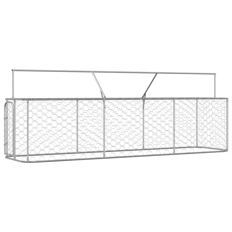 vidaXL Large Galvanized Steel and Polyethylene Dog Kennel in Silver