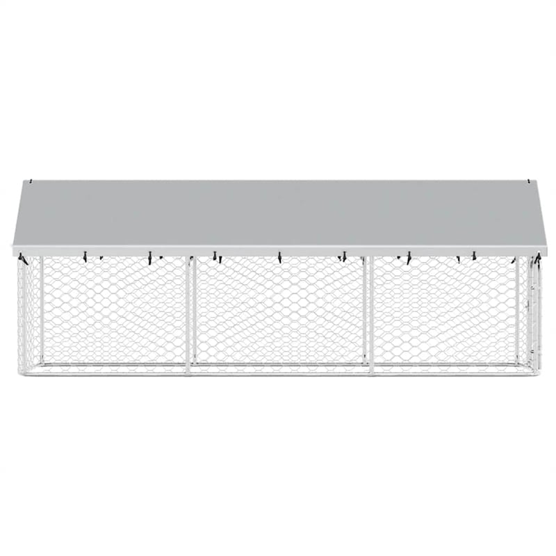 vidaXL Large Galvanized Steel and Polyethylene Dog Kennel in Silver