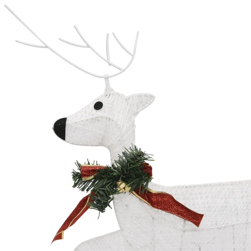 vidaXL Metal Reindeer And Sleigh Christmas Decoration in White (Set of 4)