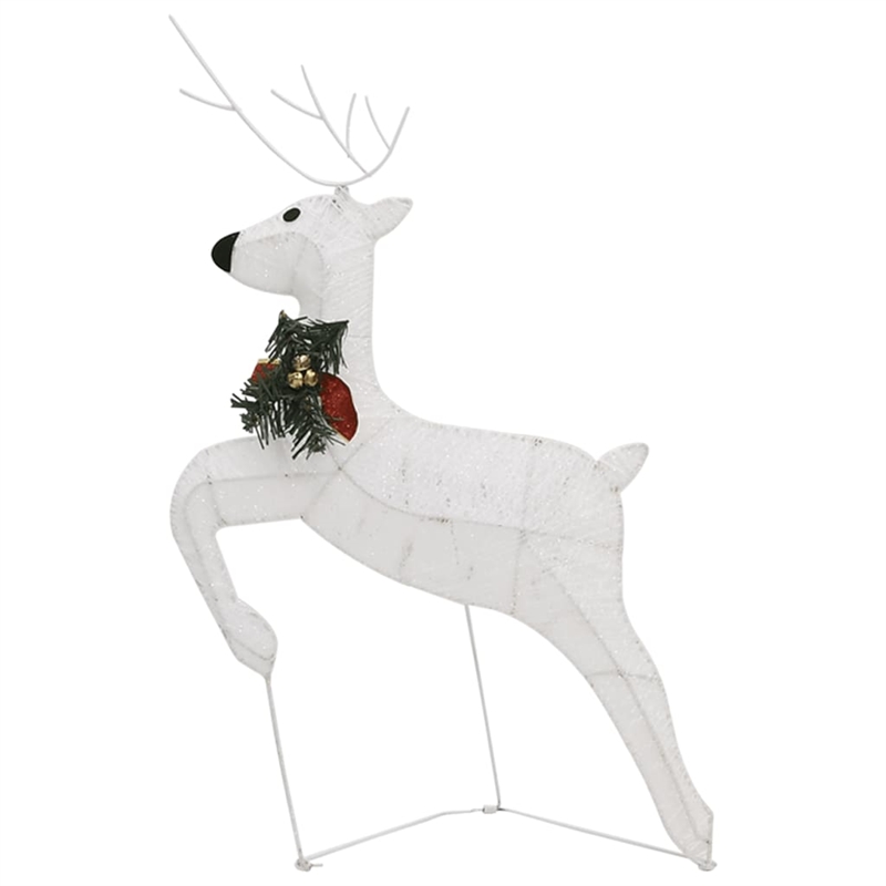 vidaXL Metal Reindeer And Sleigh Christmas Decoration in White (Set of 4)