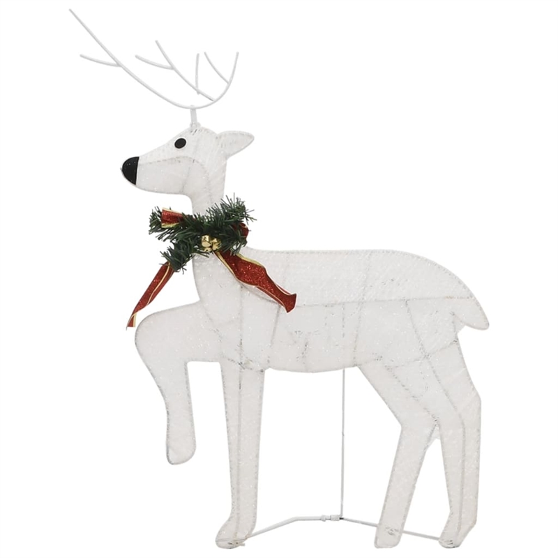 vidaXL Metal Reindeer And Sleigh Christmas Decoration in White (Set of 4)
