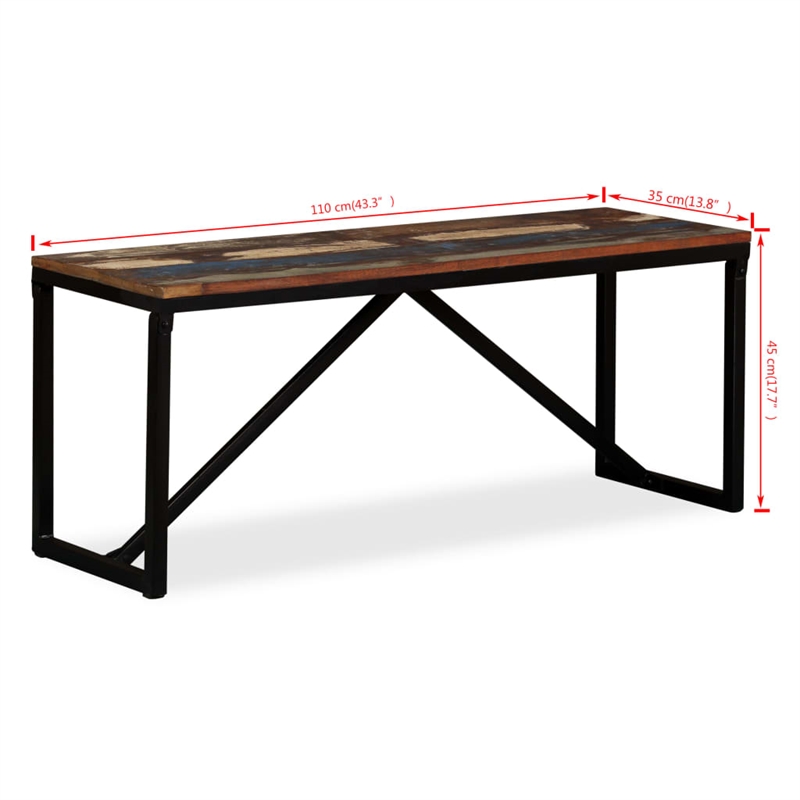 vidaXL Solid Reclaimed Wood Bench in Multi-Color