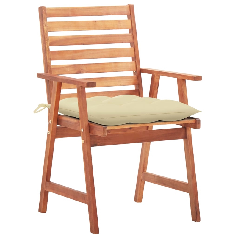 vidaXL Solid Acacia Wood Outdoor Chair in Cream/Natural (Set of 2)
