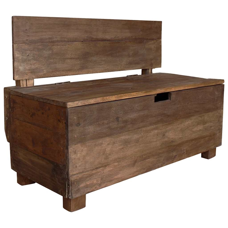 vidaXL Solid Mahogany Wood Bench in Warn Brown