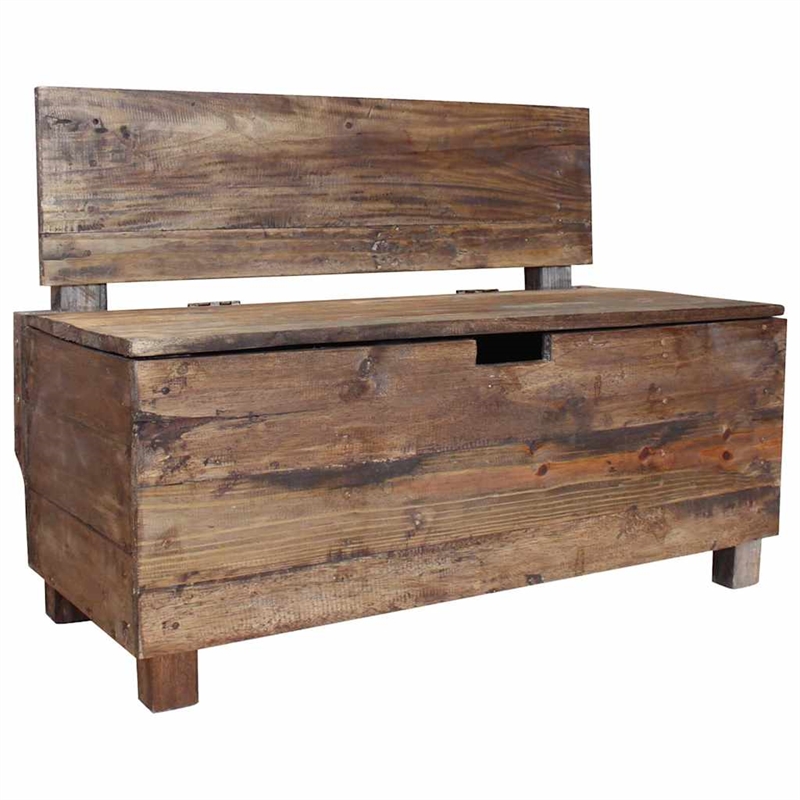 vidaXL Solid Mahogany Wood Bench in Warn Brown