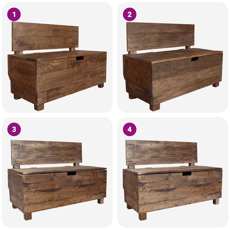 vidaXL Solid Mahogany Wood Bench in Warn Brown