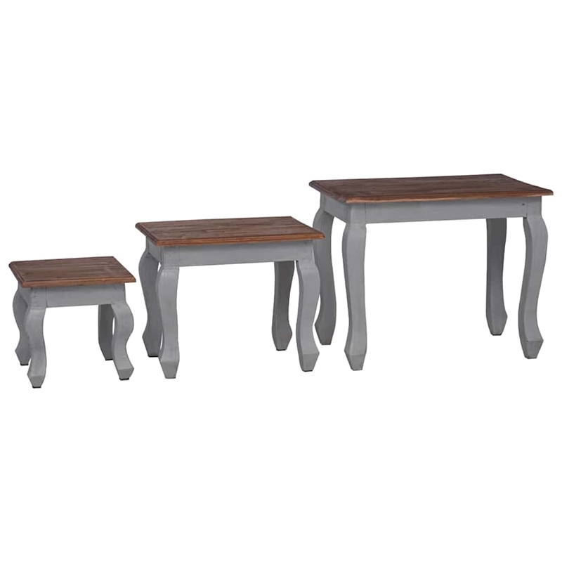 vidaXL Solid Mahogany Wood Large Nesting Table in White