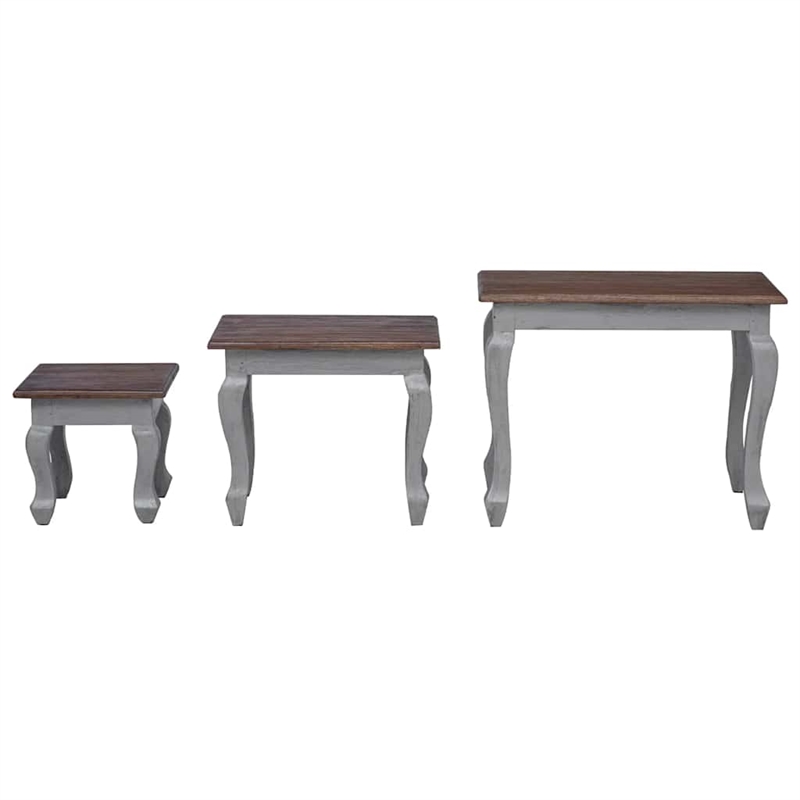 vidaXL Solid Mahogany Wood Large Nesting Table in White