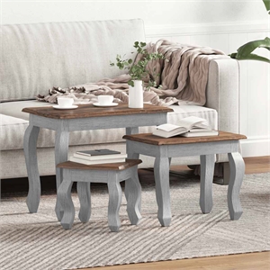 vidaXL Solid Mahogany Wood Large Nesting Table in White