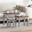 vidaXL Solid Mahogany Wood Large Nesting Table in White