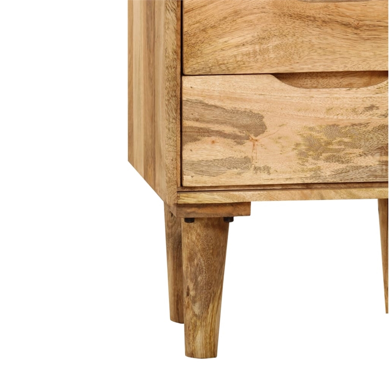 vidaXL Natural Mango Wood Bedside Cabinet in Brown