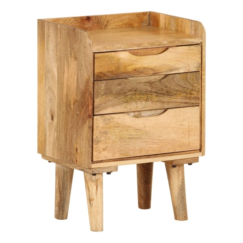 vidaXL Natural Mango Wood Bedside Cabinet in Brown