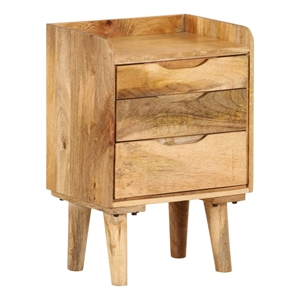vidaXL Natural Mango Wood Bedside Cabinet in Brown