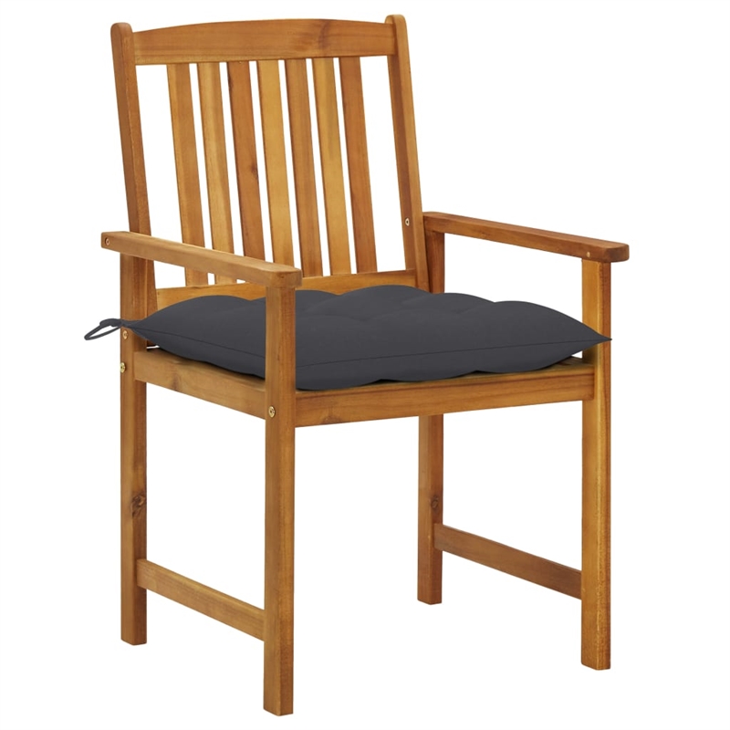 vidaXL Natural Wood Garden Chair in Anthracite/Natural (Set of 2)