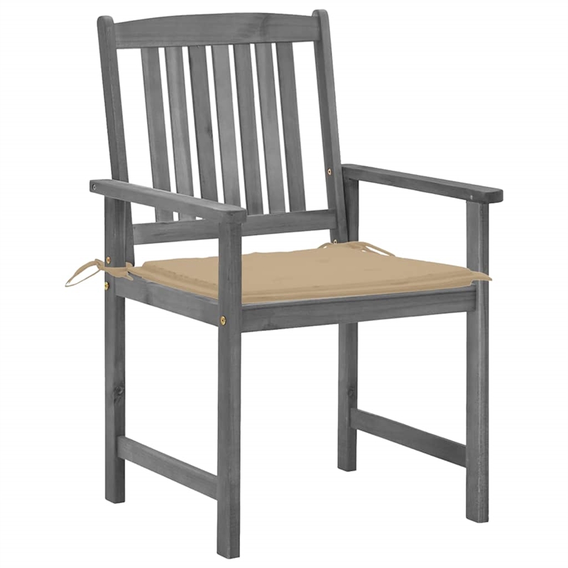 vidaXL Solid Acacia Wood Standard Durable Patio Chair in Gray (Set of 4)