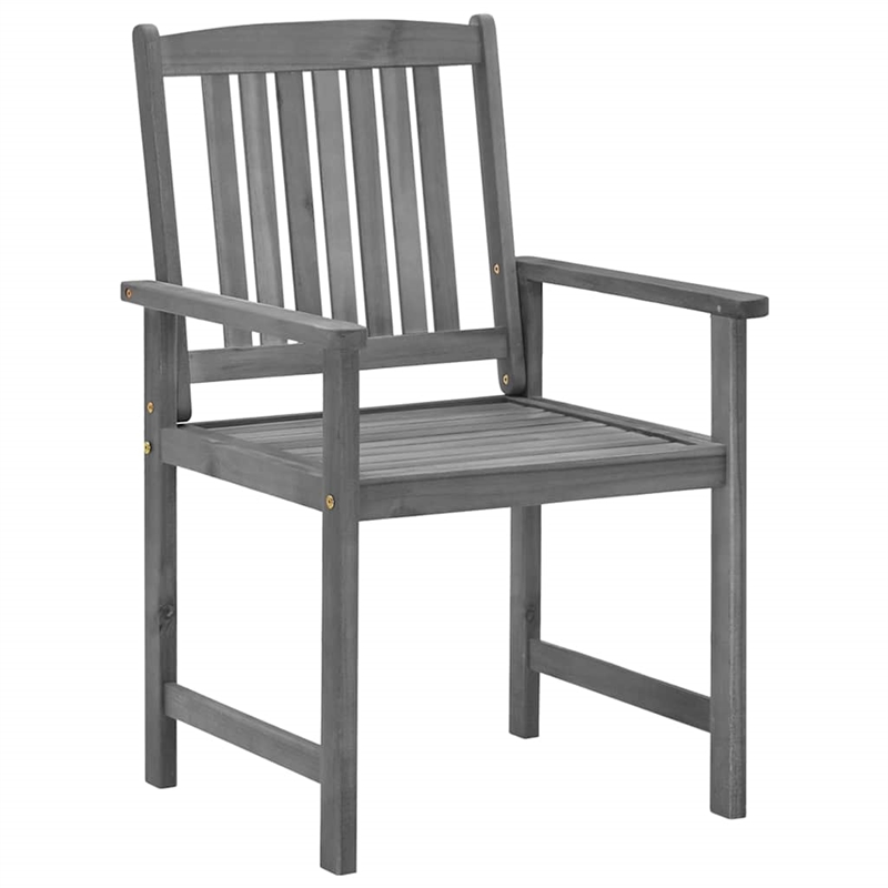 vidaXL Solid Acacia Wood Standard Durable Patio Chair in Gray (Set of 4)