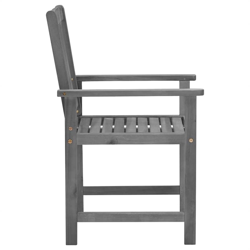 vidaXL Solid Acacia Wood Standard Durable Patio Chair in Gray (Set of 4)