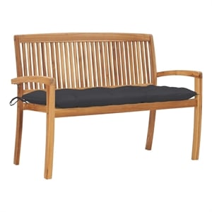 vidaXL Solid Teak Wood Medium Garden Bench in Anthracite