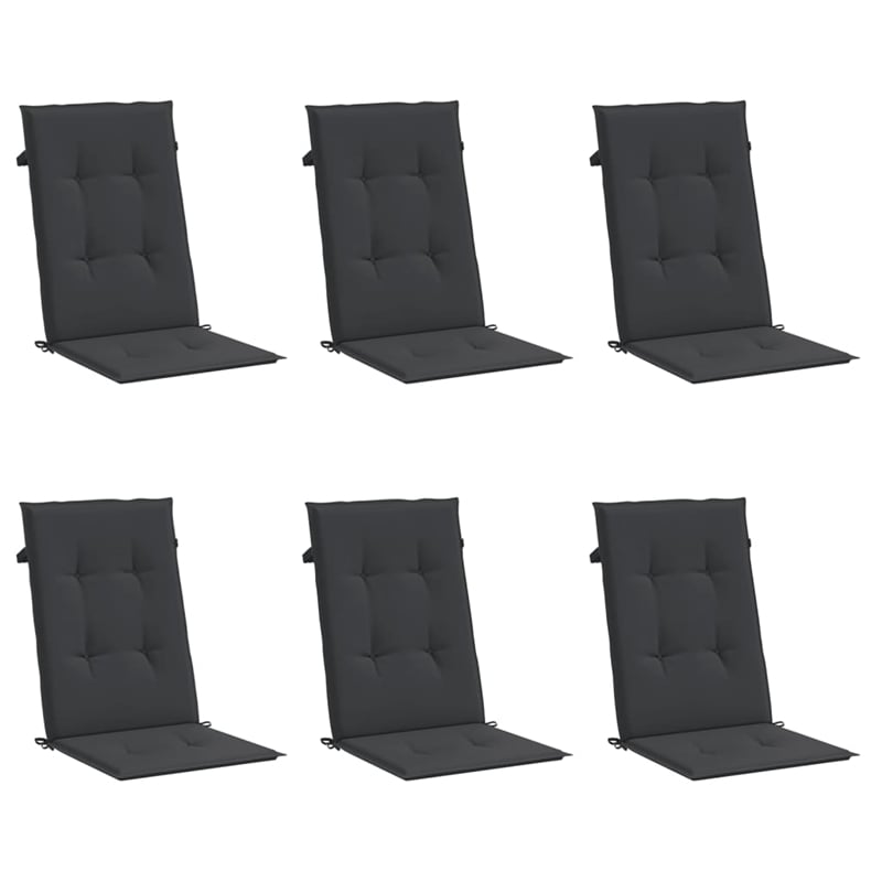 vidaXL Highback Chair Cushion in Black (Set of 6)