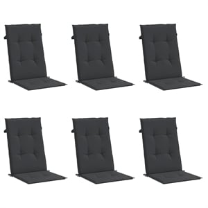 vidaXL Highback Chair Cushion in Black (Set of 6)