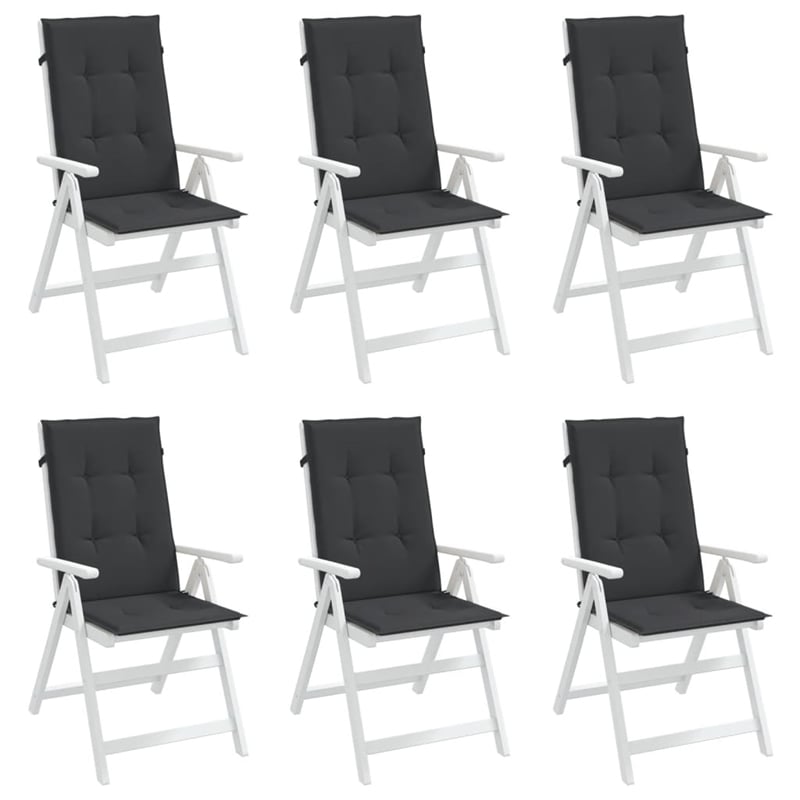 vidaXL Highback Chair Cushion in Black (Set of 6)
