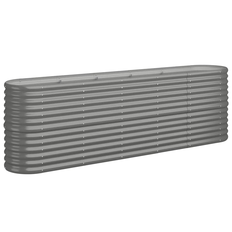 vidaXL Powder-Coated Steel Raised Garden Bed in Gray
