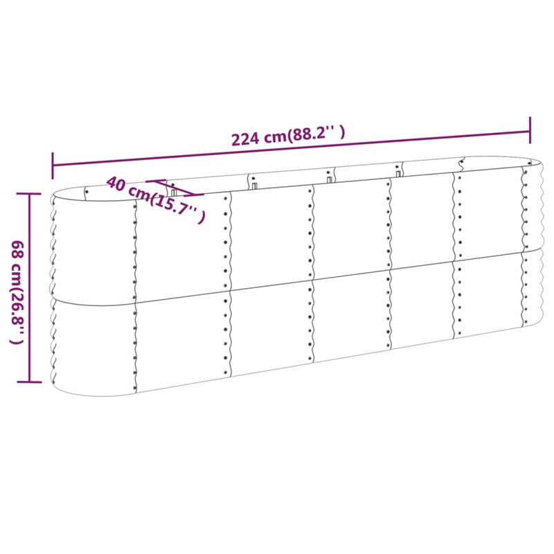 vidaXL Powder-Coated Steel Raised Garden Bed in Gray