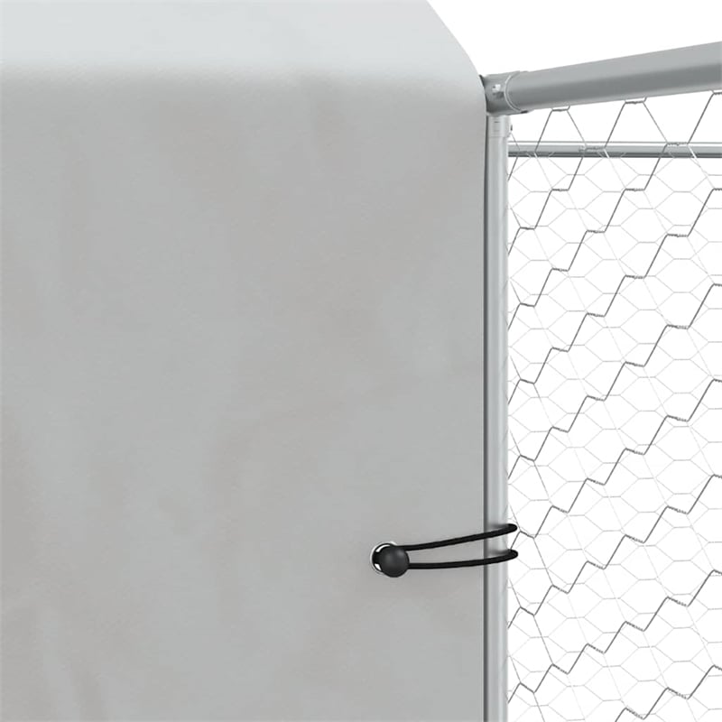 vidaXL Galvanized steel Outdoor Dog Kennel in Silver