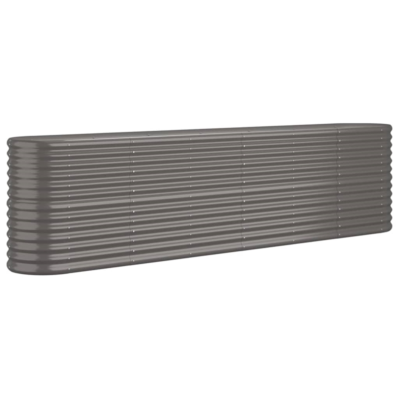 vidaXL Large Powder-Coated Steel Raised Garden Bed in Gray