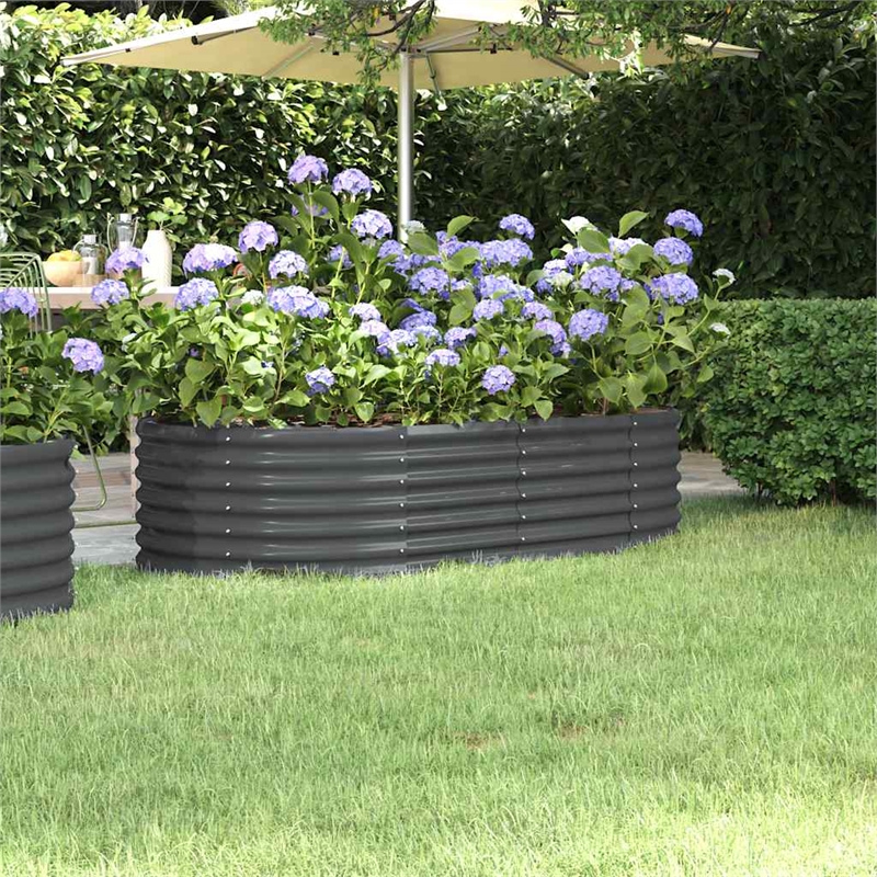 vidaXL Powder-Coated Steel Raised Garden Bed in Anthracite