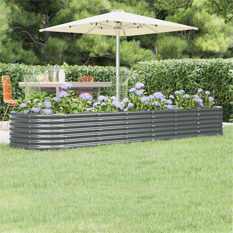 vidaXL Large Powder-Coated Steel Raised Garden Bed in Anthracite