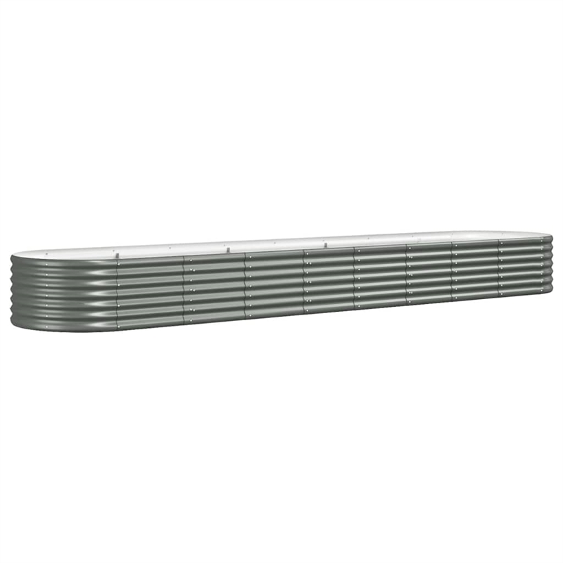 vidaXL Large Powder-Coated Steel Raised Garden Bed in Gray