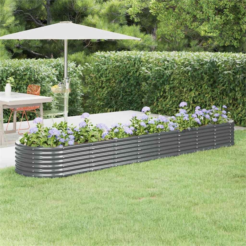 vidaXL Large Powder-Coated Steel Raised Garden Bed in Anthracite