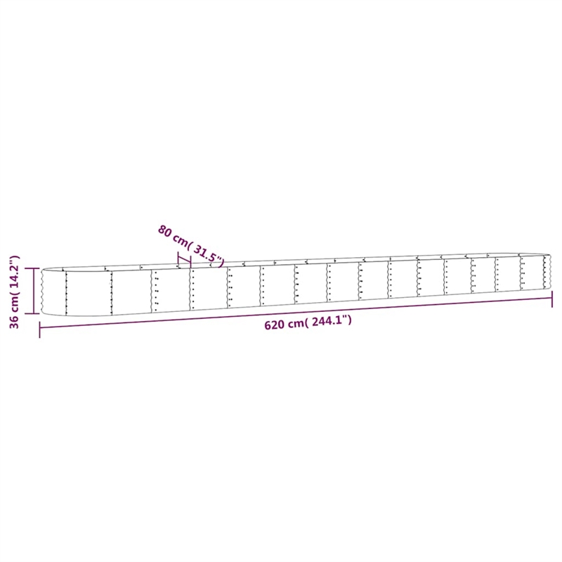 vidaXL Large Powder-Coated Steel Raised Garden Bed in Anthracite